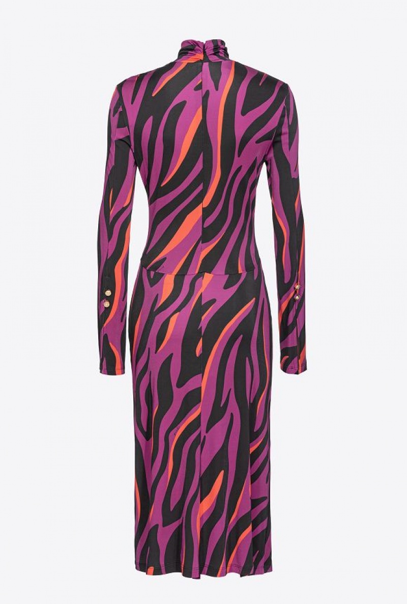 Pinko Slim-fitting Dress With Psychedelic Zebra Print BOUGAINVILLEA/BLACK/ORANGE | SN-PKO33082