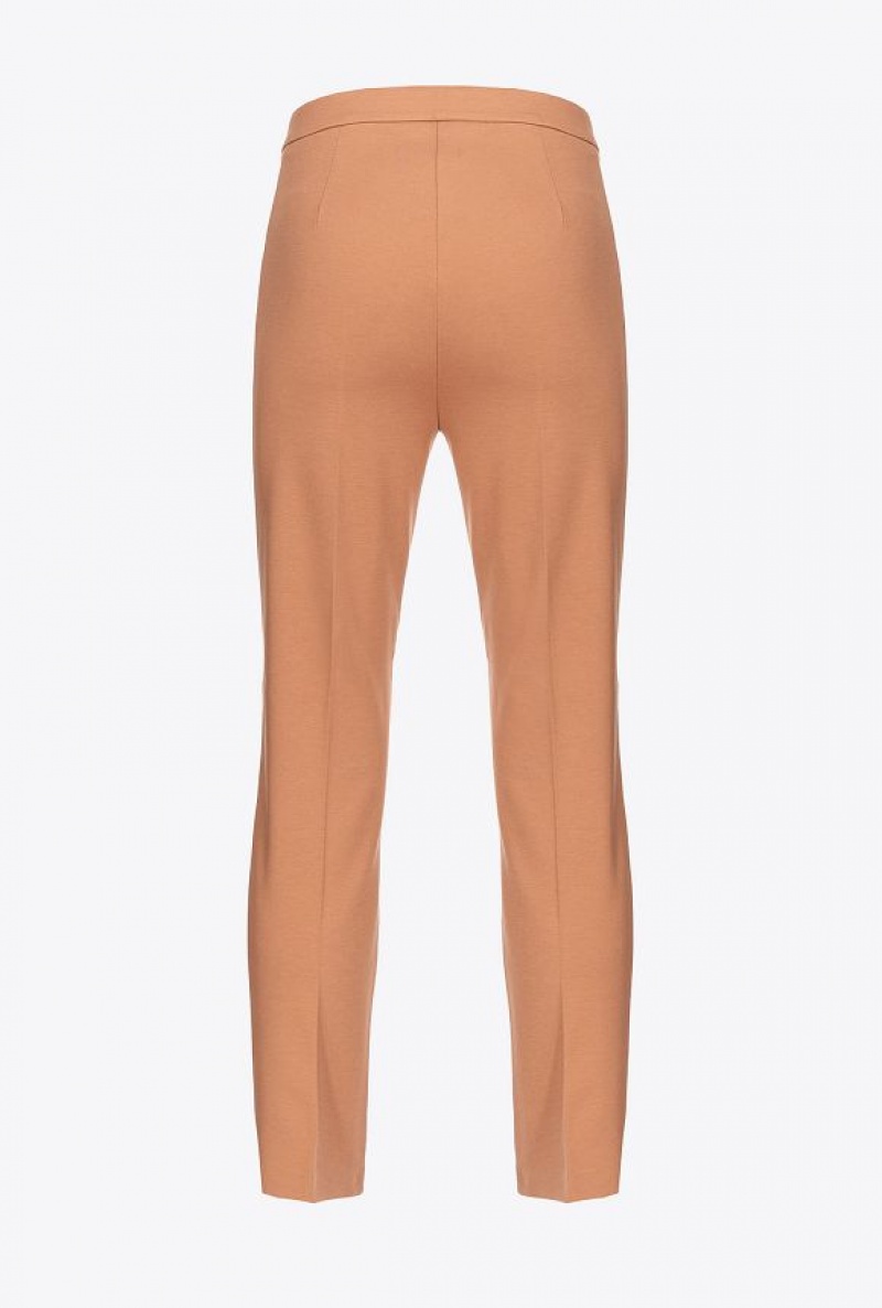 Pinko Slim-fitting Technical Fabric Trousers MOCHA MOUSSE | SN-PKO33700