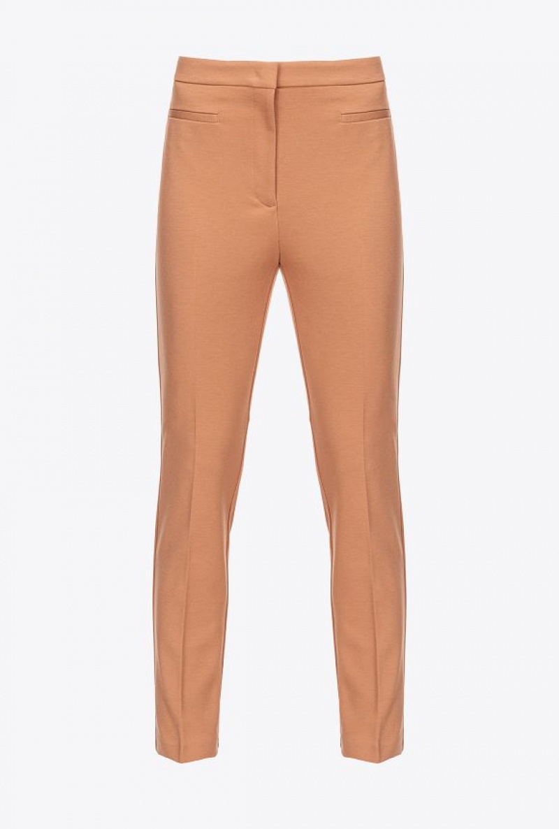 Pinko Slim-fitting Technical Fabric Trousers MOCHA MOUSSE | SN-PKO33700