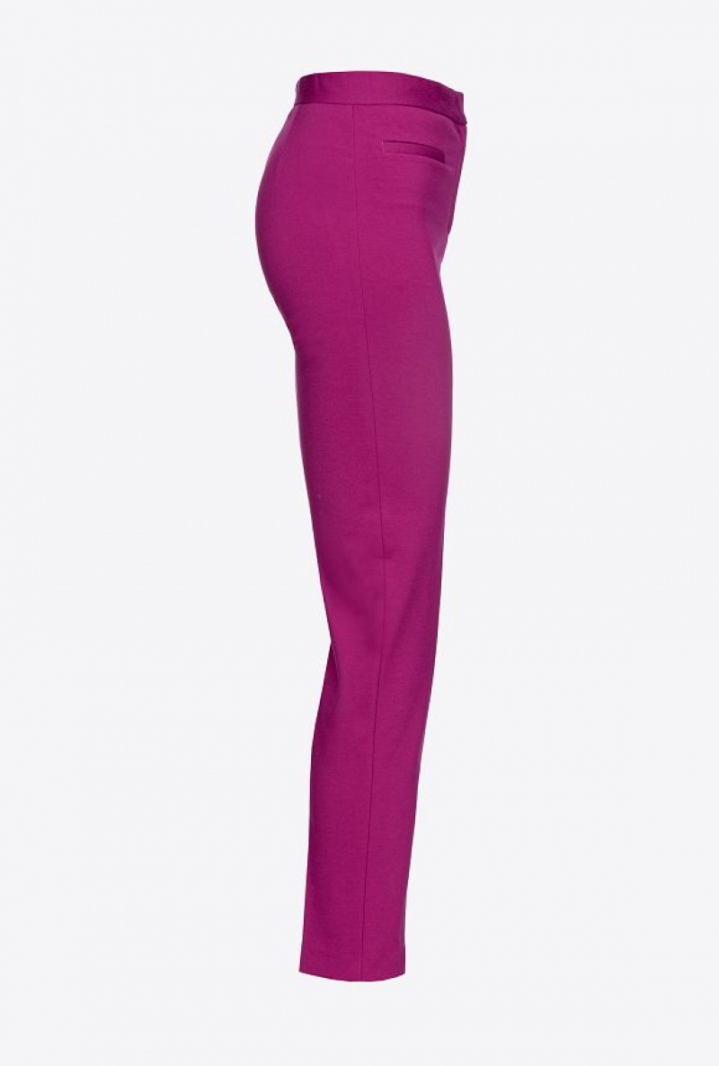 Pinko Slim-fitting Technical Fabric Trousers BOUGAINVILLEA PURPLE | SN-PKO33705