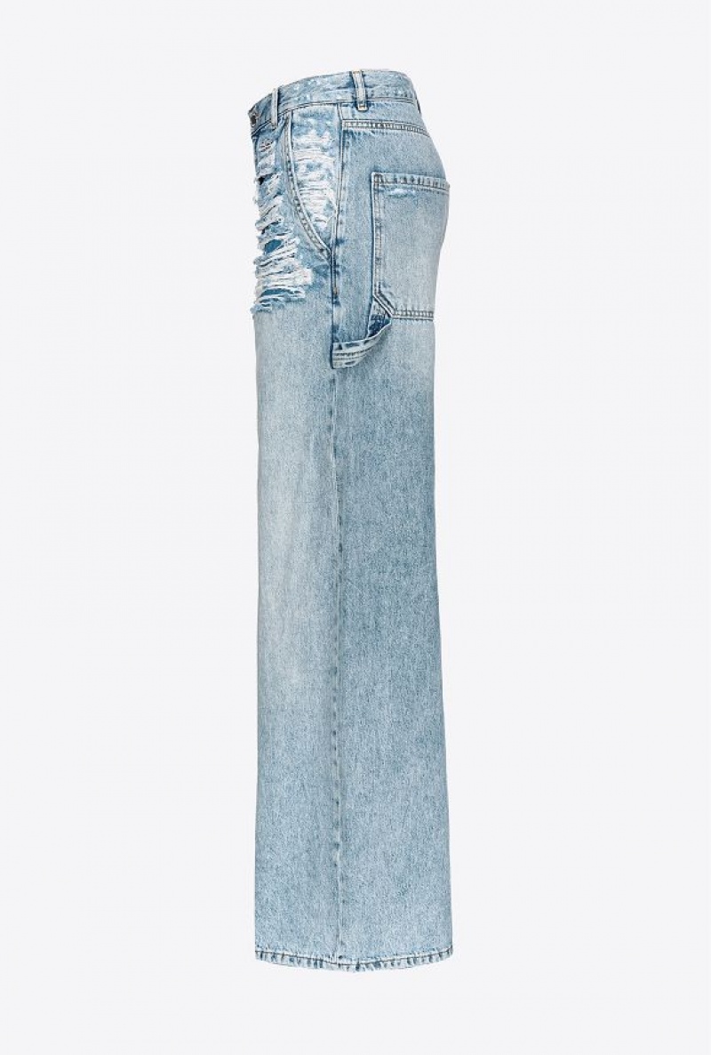 Pinko Slouchy Wide-leg Jeans With Rips LIGHT WASH | SN-PKO34029