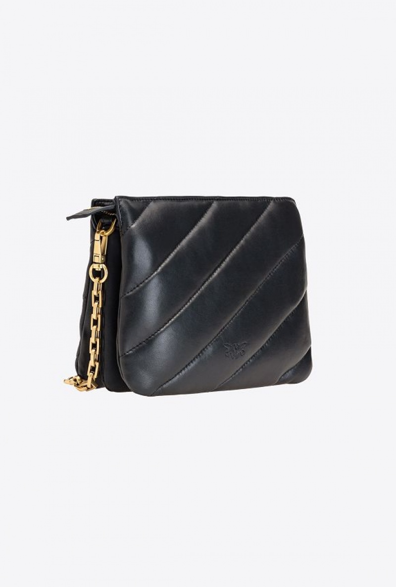 Pinko Small Twins Bag Maxi Quilt BLACK-ANTIQUE GOLD | SN-PKO32670