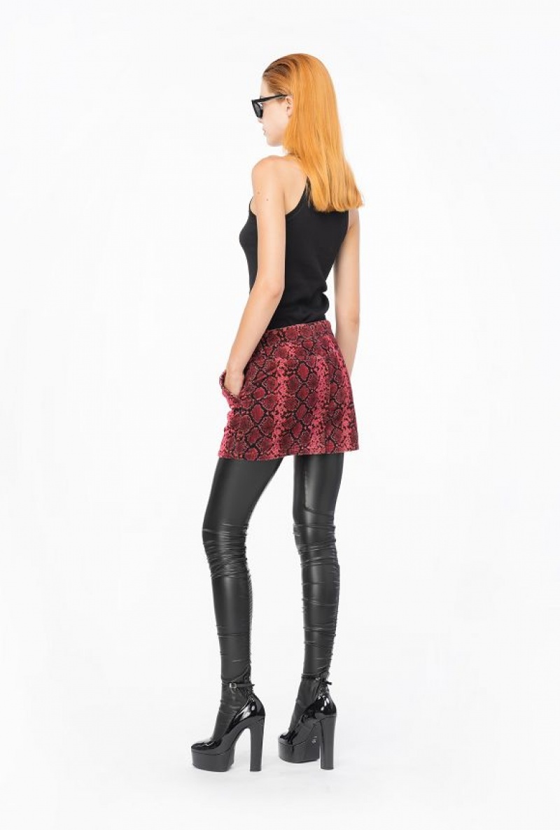 Pinko Snake-print Velvet Mini Skirt MULTI BLACK/FUCHSIA | SN-PKO34080