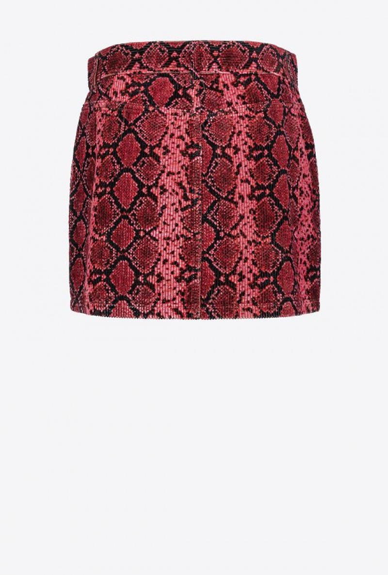 Pinko Snake-print Velvet Mini Skirt MULTI BLACK/FUCHSIA | SN-PKO34080