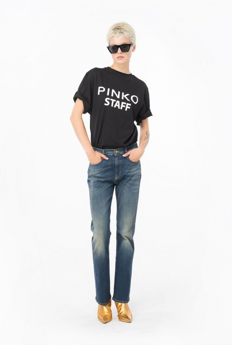 Pinko Stretch Denim Bootcut Jeans DARK DIRTY WASH | SN-PKO34004