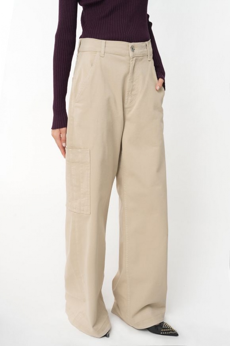 Pinko Stretch Gabardine Cargo Trousers STONE | SN-PKO33801