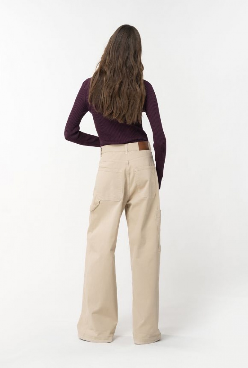 Pinko Stretch Gabardine Cargo Trousers STONE | SN-PKO33801