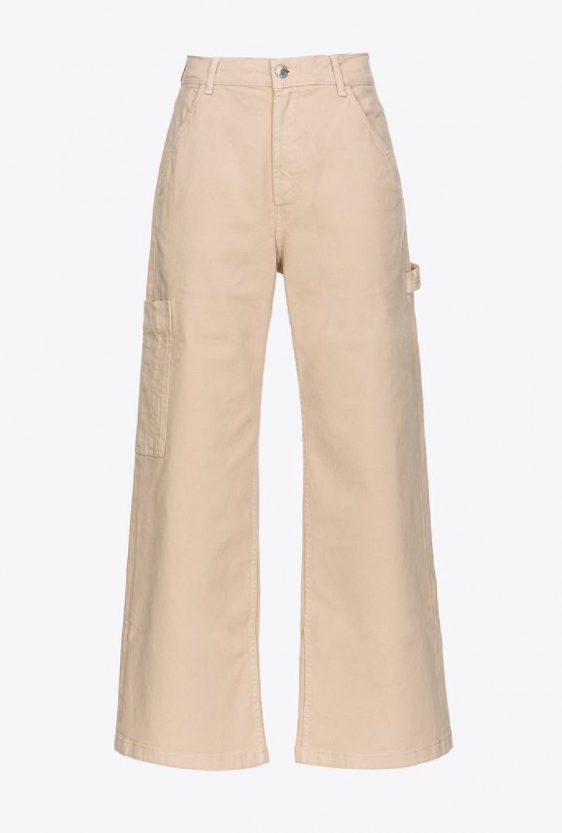 Pinko Stretch Gabardine Cargo Trousers STONE | SN-PKO33801