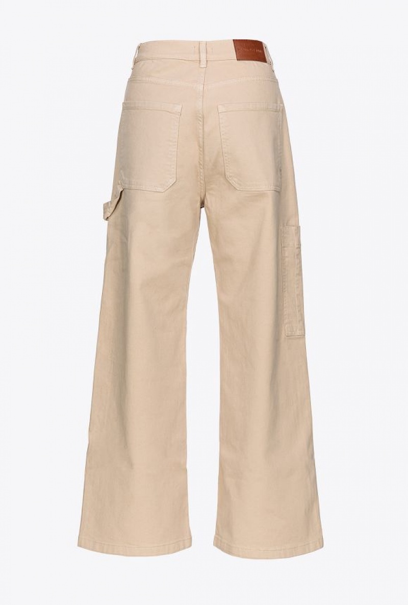 Pinko Stretch Gabardine Cargo Trousers STONE | SN-PKO33801