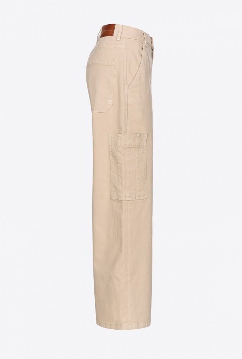 Pinko Stretch Gabardine Cargo Trousers STONE | SN-PKO33801