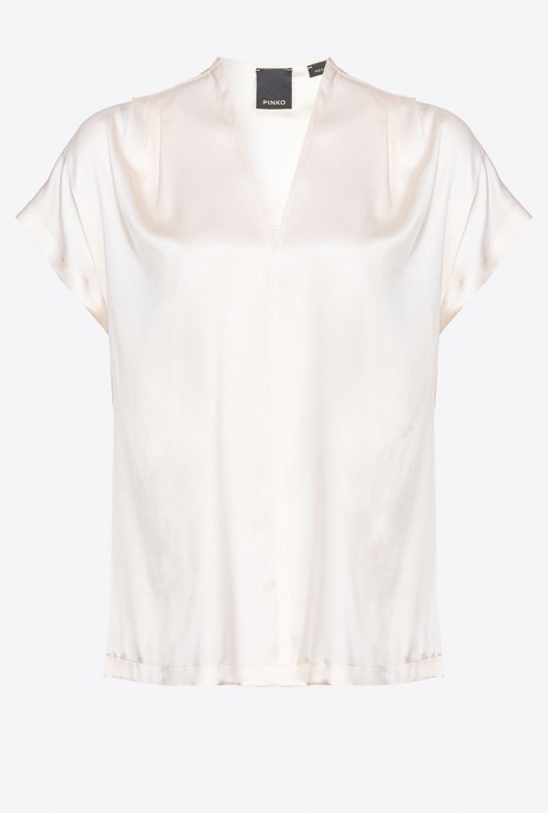 Pinko Stretch Satin Blouse PASTEL PARCHMENT | SN-PKO33195