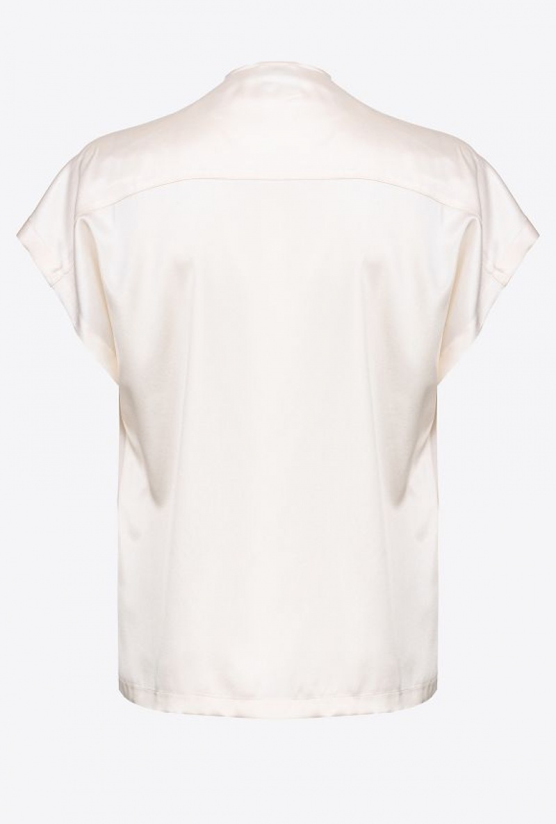 Pinko Stretch Satin Blouse PASTEL PARCHMENT | SN-PKO33195