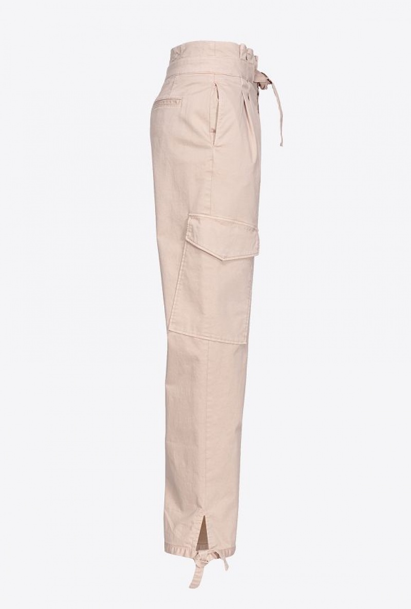 Pinko Stretch Satin Cargo Trousers NUDE - BABY | SN-PKO33752