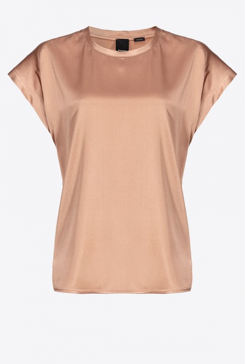 Pinko Stretch Satin Top DARK LATTE | SN-PKO33184