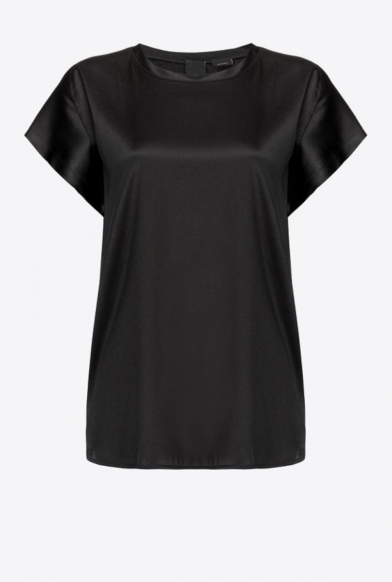 Pinko Stretch Satin Top LIMO BLACK | SN-PKO33321