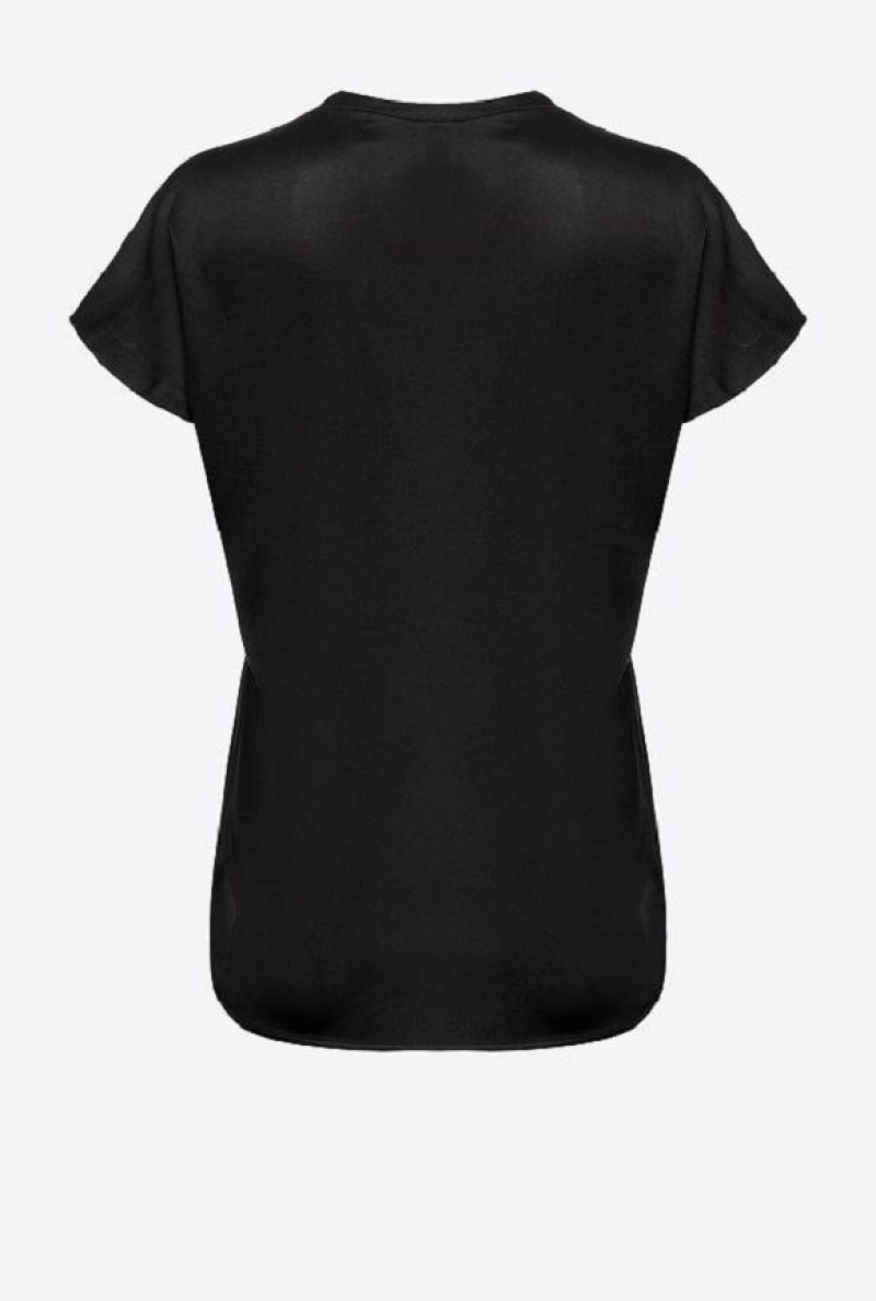 Pinko Stretch Satin Top LIMO BLACK | SN-PKO33321