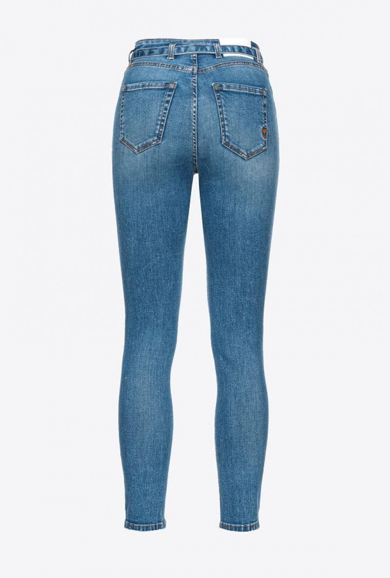 Pinko Stretch Skinny Jeans With Belt MEDIUM VINTAGE WASH | SN-PKO33989