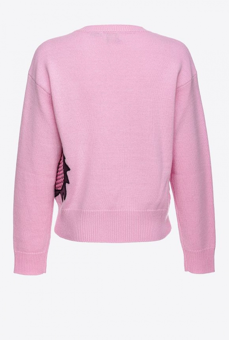 Pinko Sweater With Dragon Embroidery PINK SWEET LILAC | SN-PKO33401