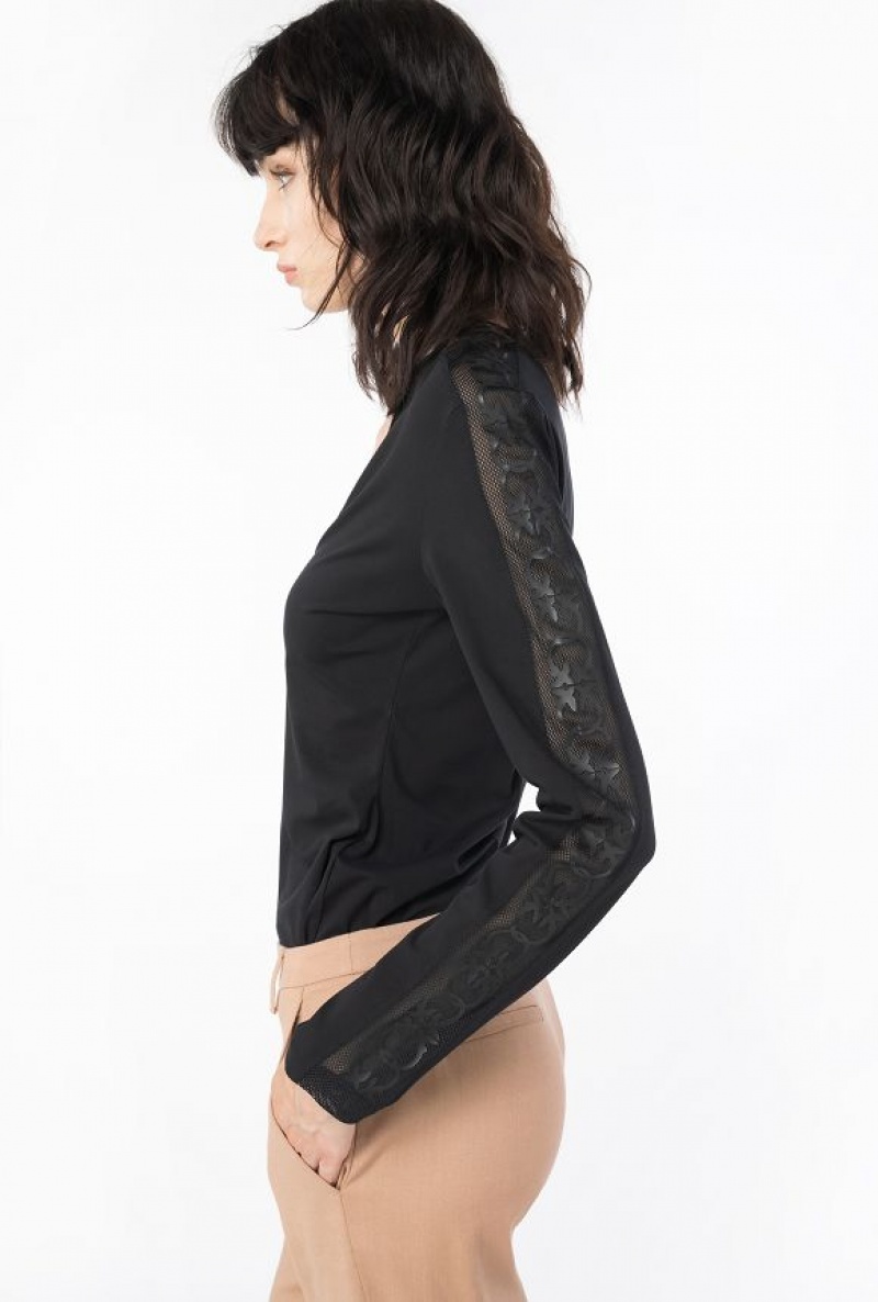 Pinko Sweater With Sleeve Inlay Detail LIMO BLACK | SN-PKO33451