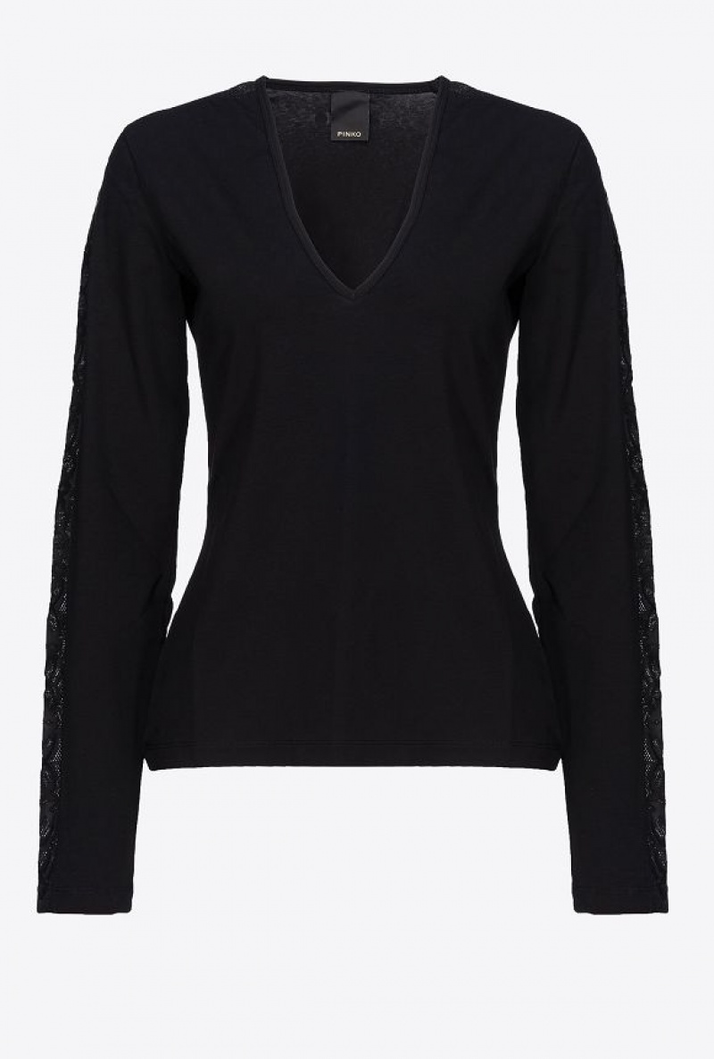 Pinko Sweater With Sleeve Inlay Detail LIMO BLACK | SN-PKO33451