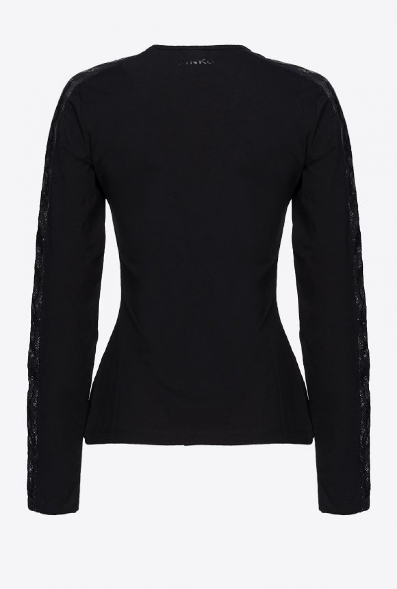 Pinko Sweater With Sleeve Inlay Detail LIMO BLACK | SN-PKO33451