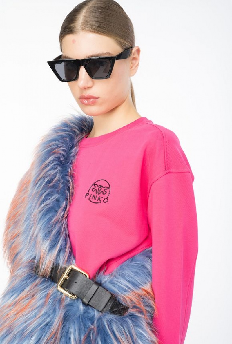 Pinko Sweatshirt With Glossy Love Birds Logo BEETROOT | SN-PKO33520