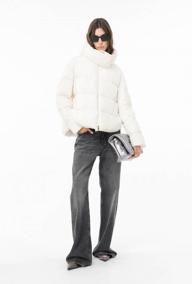 Pinko Technical Canvas Jacket With Hood SILK WHITE | SN-PKO33639