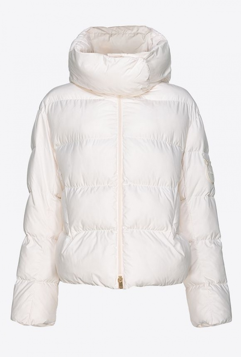 Pinko Technical Canvas Jacket With Hood SILK WHITE | SN-PKO33639