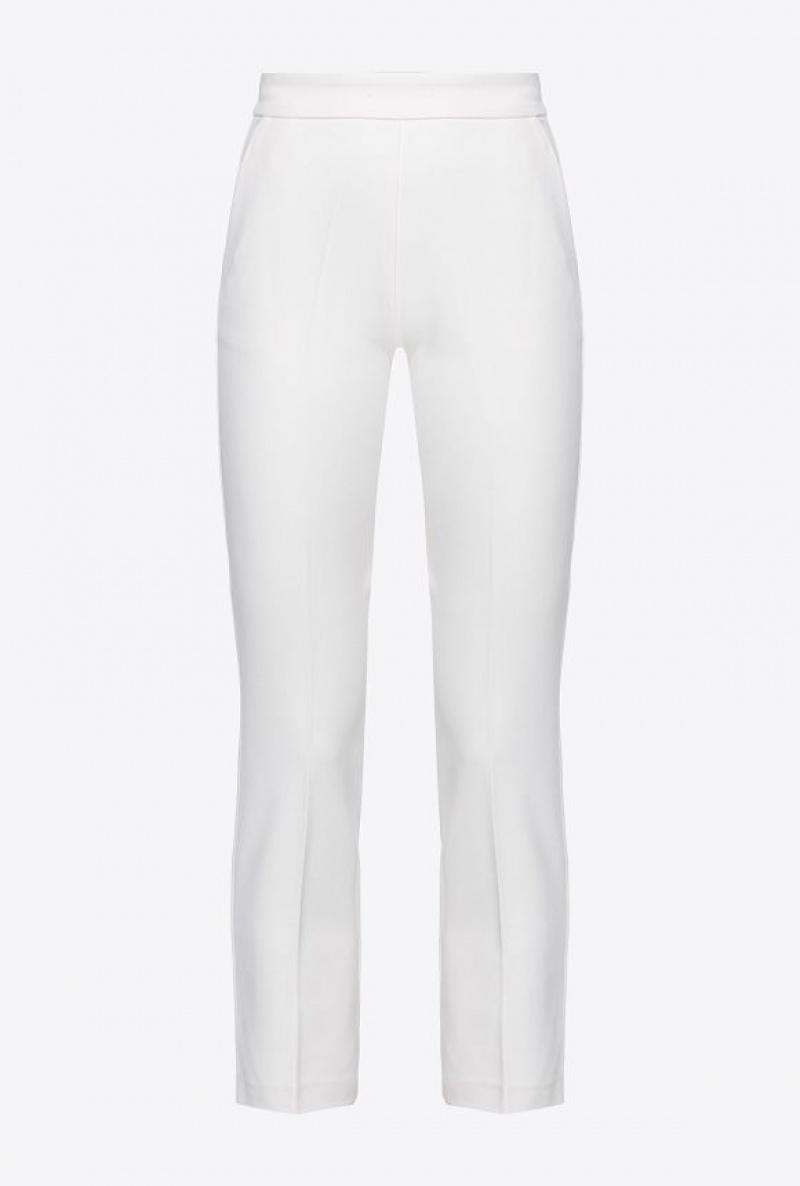 Pinko Technical Crepe Slim-fit Trousers SNOW WHITE | SN-PKO33697