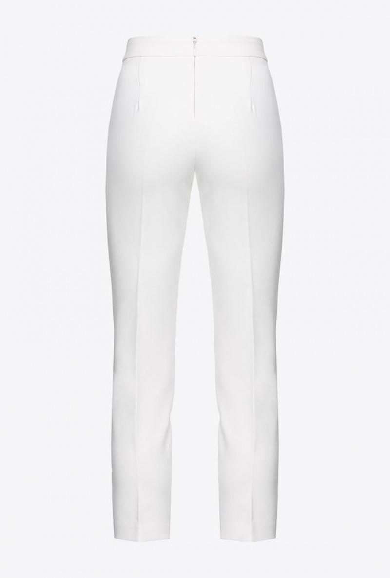 Pinko Technical Crepe Slim-fit Trousers SNOW WHITE | SN-PKO33697