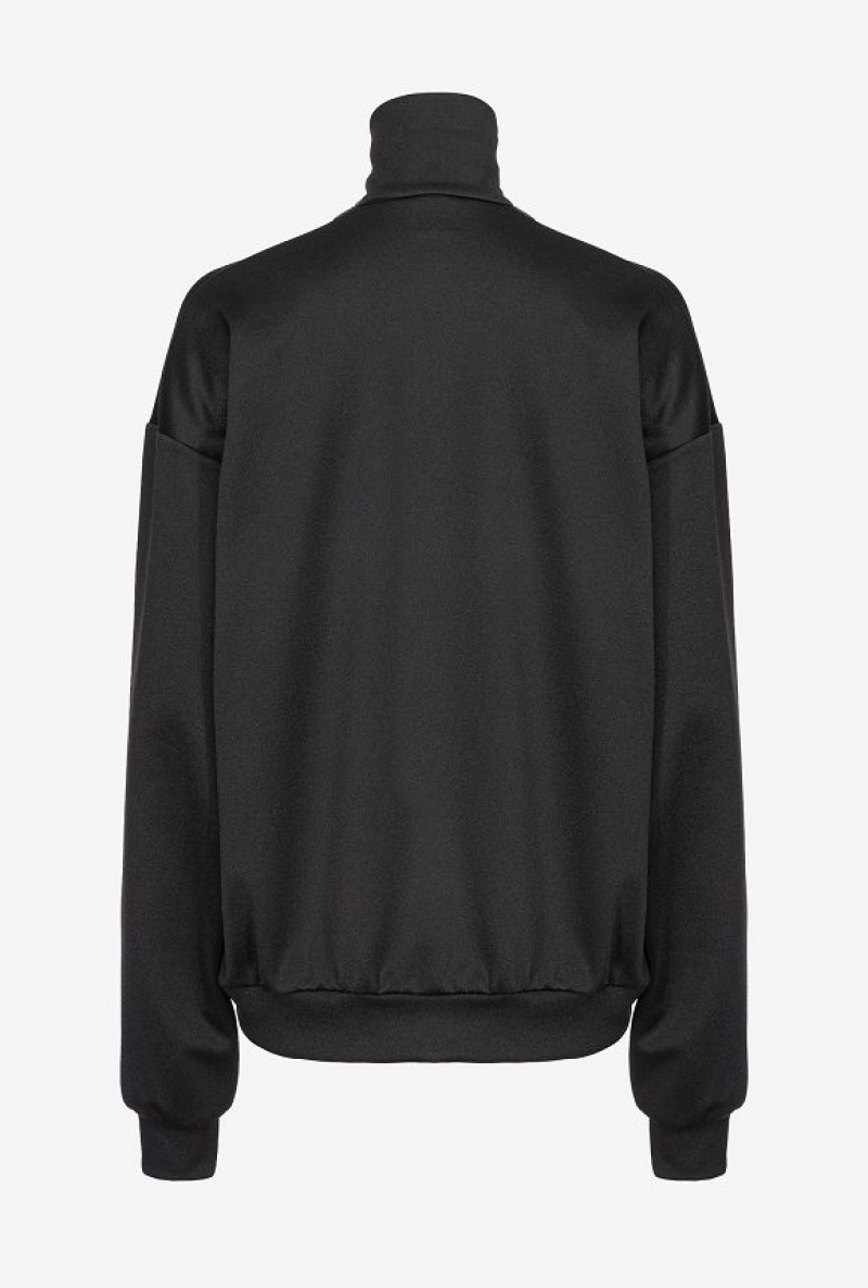 Pinko Technical Fabric Sweatshirt With Studs LIMO BLACK | SN-PKO33824