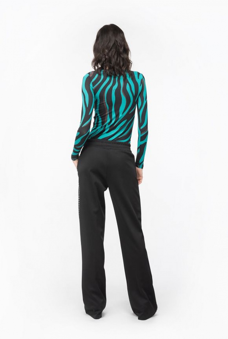 Pinko Technical Fabric Trousers With Studs LIMO BLACK | SN-PKO33732