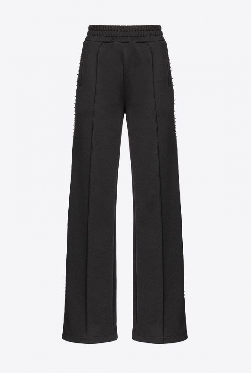 Pinko Technical Fabric Trousers With Studs LIMO BLACK | SN-PKO33732