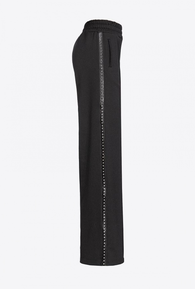 Pinko Technical Fabric Trousers With Studs LIMO BLACK | SN-PKO33732