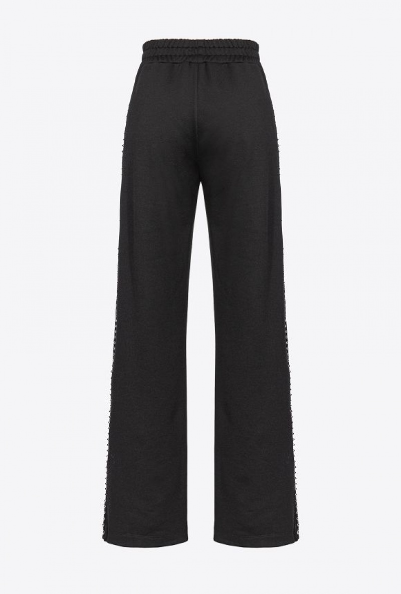 Pinko Technical Fabric Trousers With Studs LIMO BLACK | SN-PKO33823