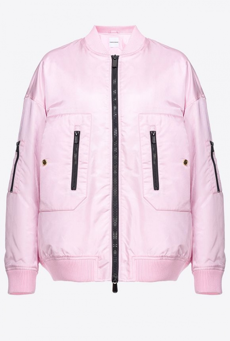 Pinko Technical Satin Bomber Jacket PINK SWEET LILAC | SN-PKO33571