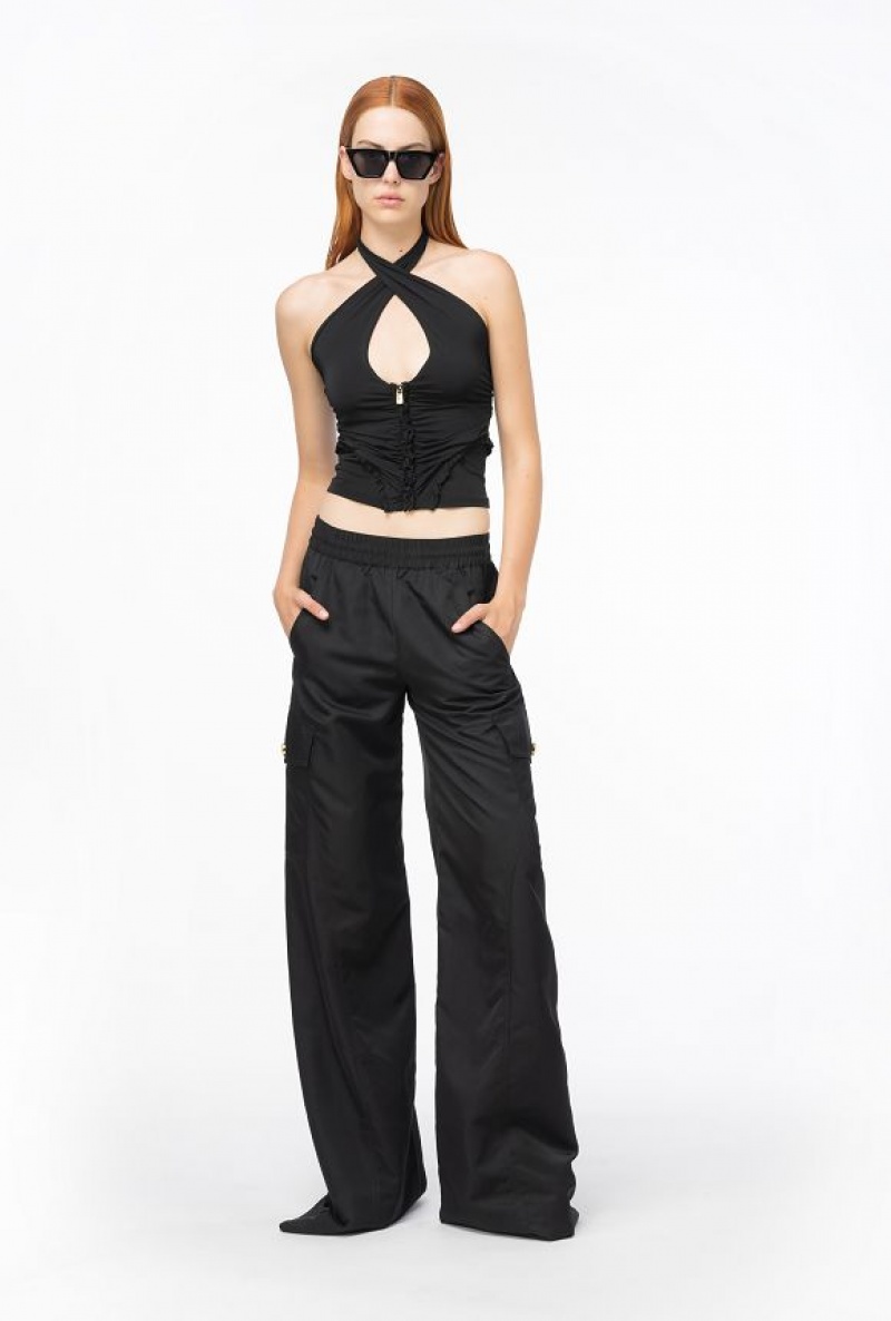 Pinko Technical Twill Cargo Trousers LIMO BLACK | SN-PKO33754