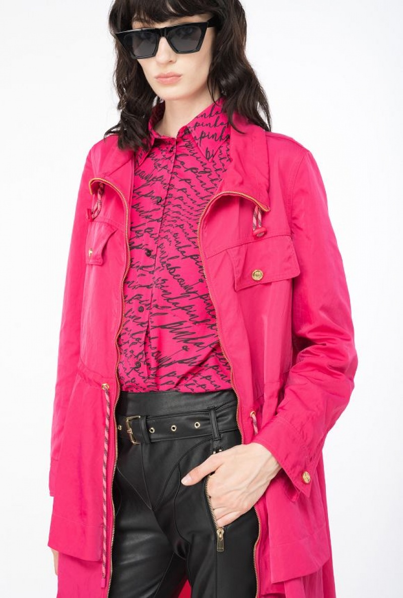 Pinko Technical Twill Parka With Flounce VENICE PINK | SN-PKO33608