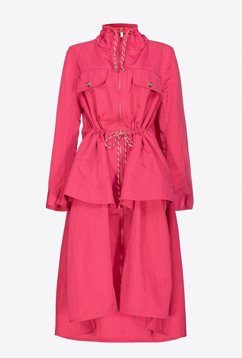 Pinko Technical Twill Parka With Flounce VENICE PINK | SN-PKO33608