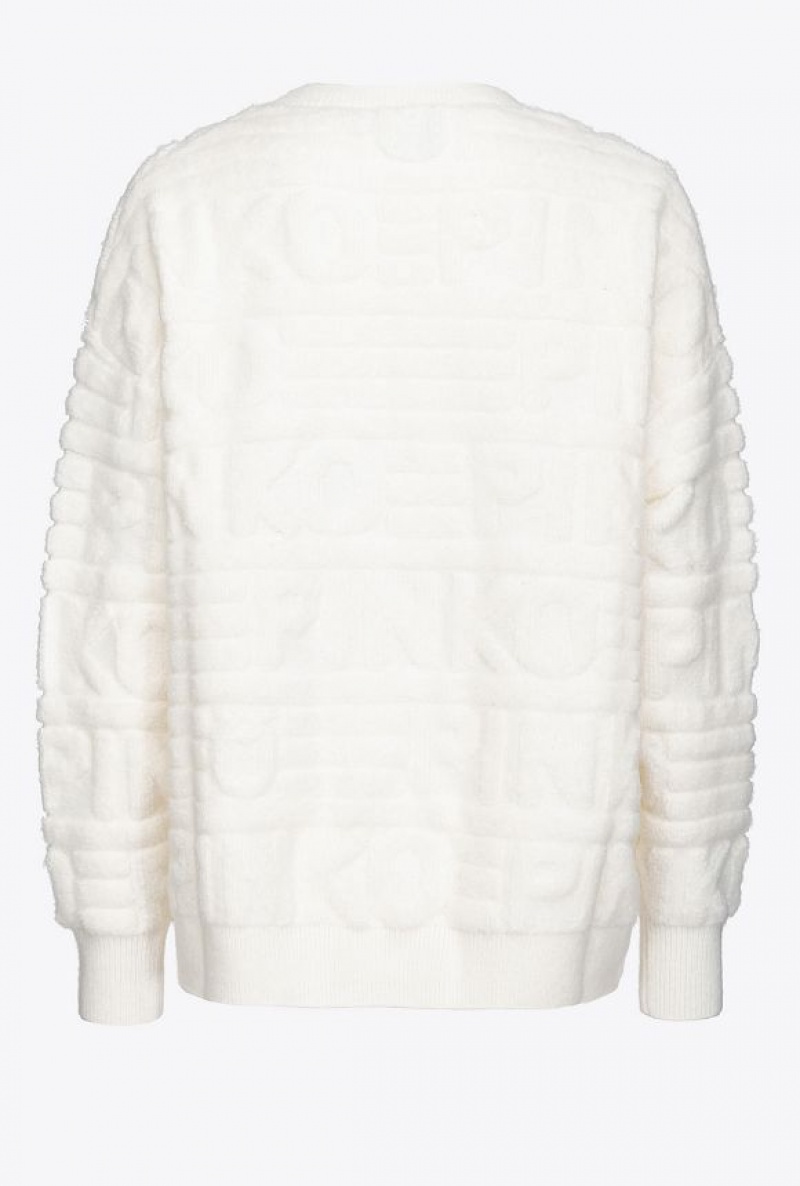 Pinko Terry-stitched Sweater With 3d Effect VANILLA ICE-CREAM WHITE | SN-PKO33502