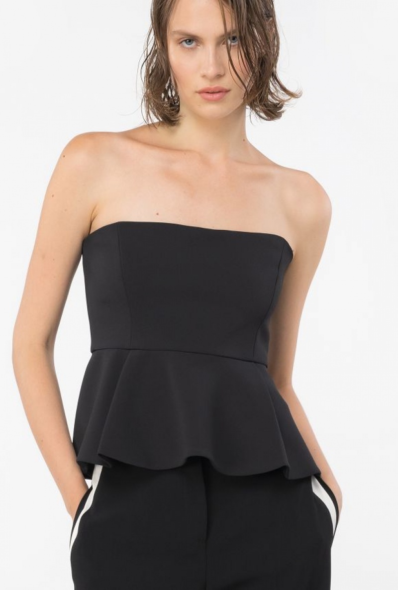 Pinko Top With Large Flounce At The Bottom LIMO BLACK | SN-PKO33335