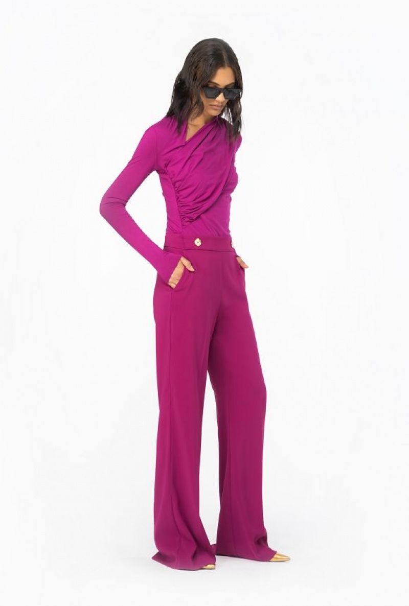 Pinko Trousers With Golden Buttons BOUGAINVILLEA PURPLE | SN-PKO33772