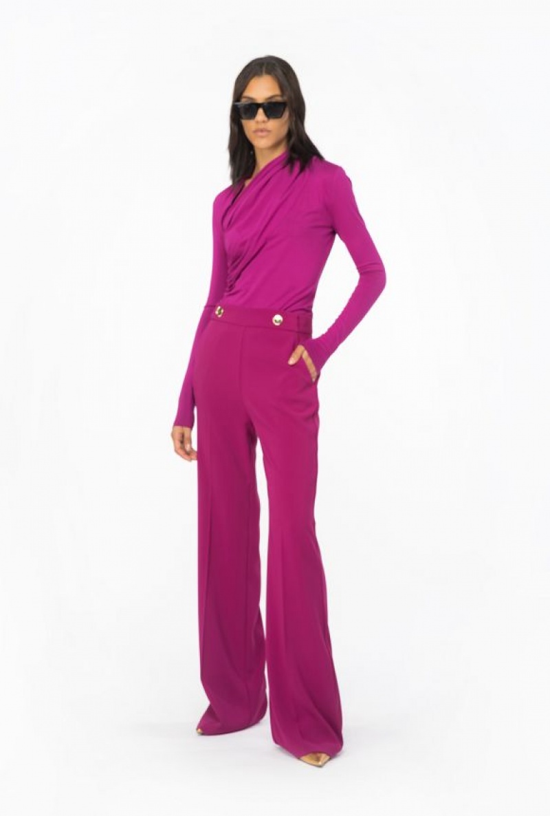 Pinko Trousers With Golden Buttons BOUGAINVILLEA PURPLE | SN-PKO33916