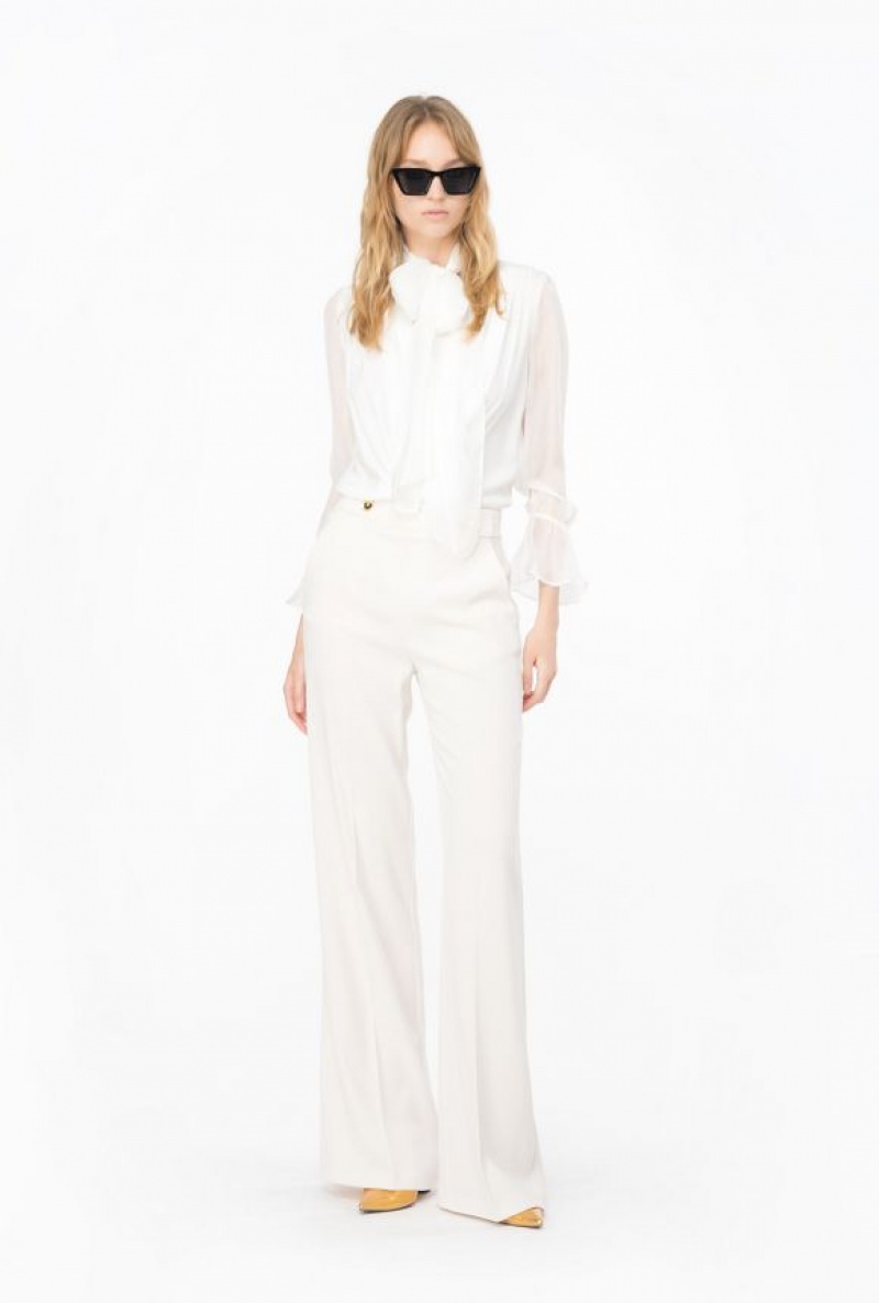 Pinko Trousers With Golden Buttons PASTEL PARCHMENT | SN-PKO33810