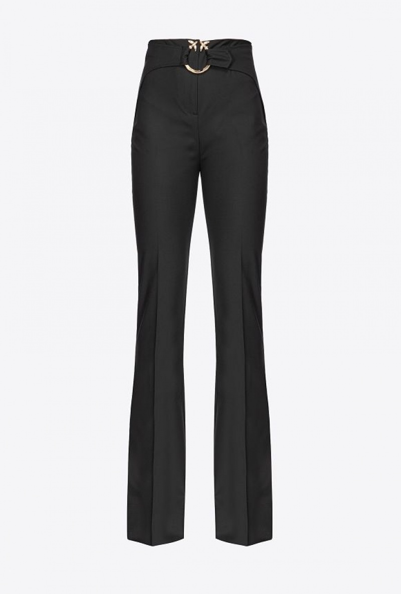 Pinko Trousers With Piercing Belt LIMO BLACK | SN-PKO33809