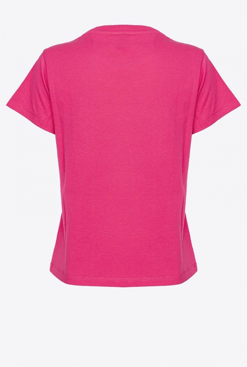 Pinko T-shirt With Micro Pinko Logo BEETROOT | SN-PKO33264