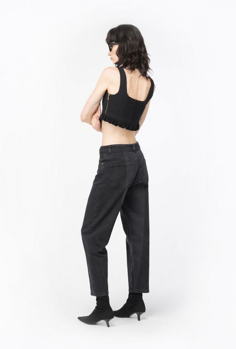 Pinko Tweed Crop Top LIMO BLACK | SN-PKO33348