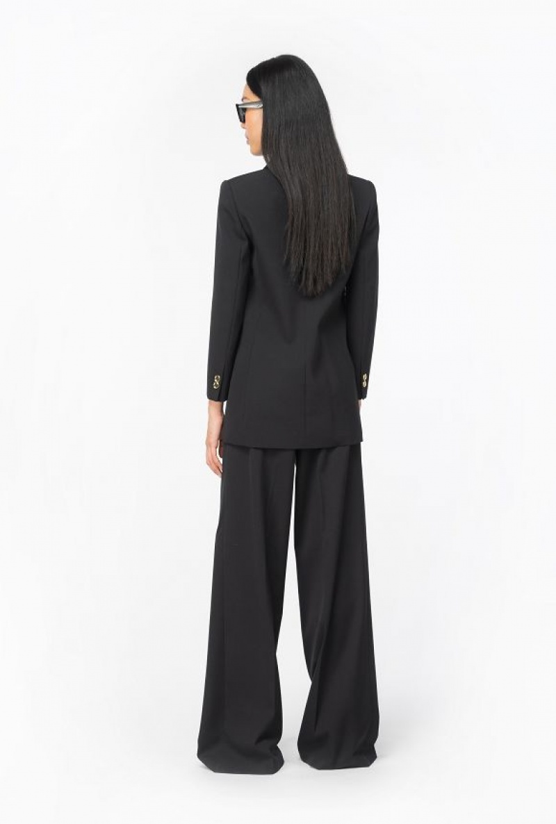 Pinko Twill Palazzo Trousers LIMO BLACK | SN-PKO33743