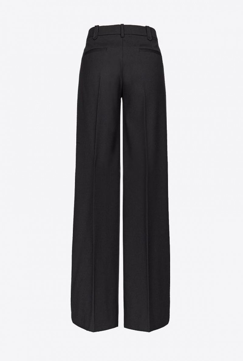 Pinko Twill Palazzo Trousers LIMO BLACK | SN-PKO33743