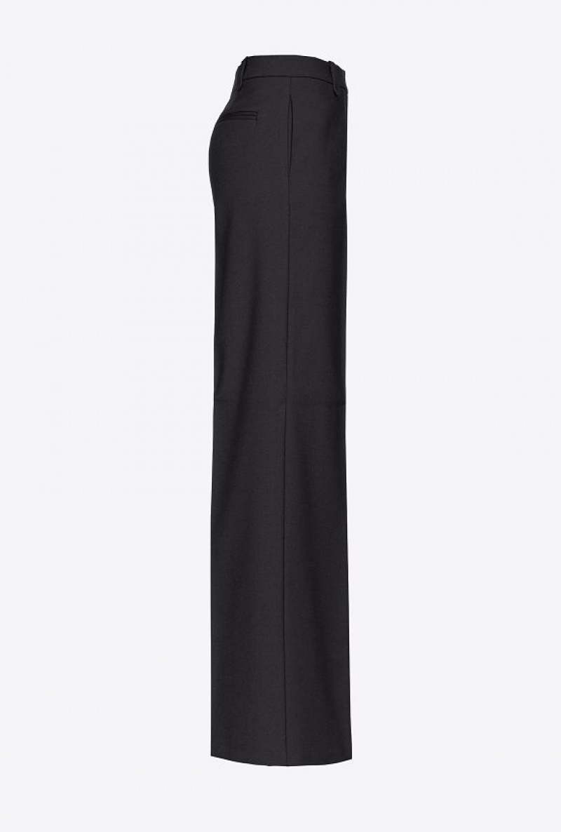 Pinko Twill Palazzo Trousers LIMO BLACK | SN-PKO33978